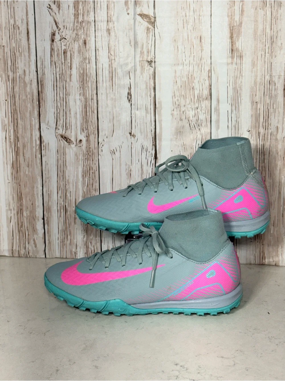 Nike Kids Gray & Pink Turf Soccer Sneakers